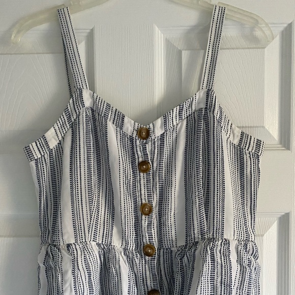 Loft blue striped button down dress - Picture 2 of 8